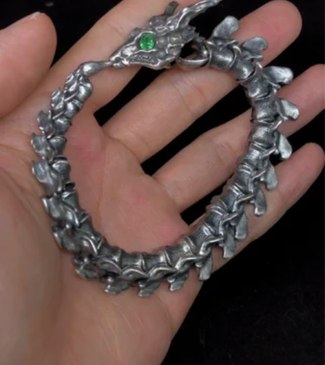 手工精细制作龙骨手链哥特暗黑摇滚重金属硬汉...