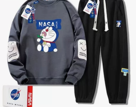 NASA联名休闲运动套装男春秋季潮流ins...