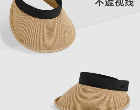 草帽uvno防晒帽女春秋空顶遮阳帽遮脸防紫...