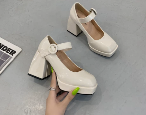 玛丽珍单鞋女2022年春季新款防水台高跟鞋...