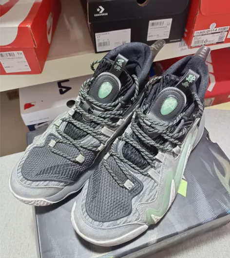 44.5码Anta安踏 狂潮2 黑灰绿 实...