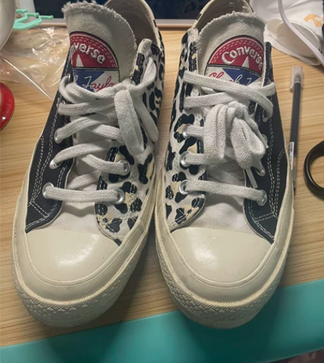 Converse 匡威 豹纹拼接低帮 黑色...