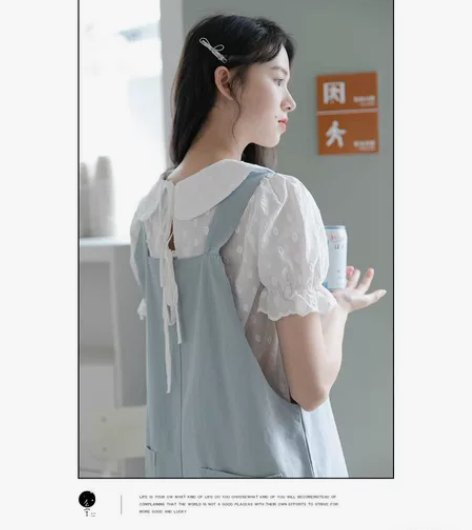 牛仔背带裙女夏2021新款韩版宽松大口袋中...