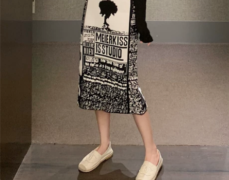 针织半身裙设计感小众中长款开叉一步裙202...