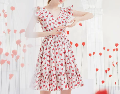 【38活动价】糖力 夏季新款欧美V领印花连...