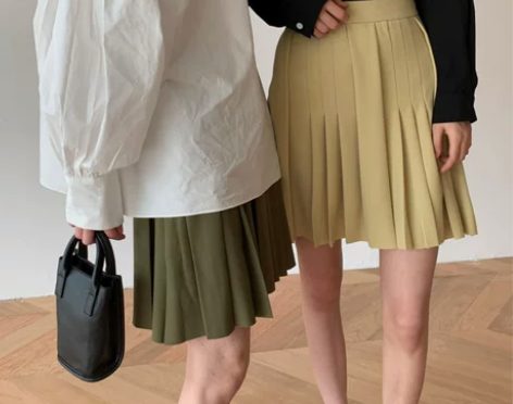 咖色半身裙a字裙复古chic学院风高腰百褶...