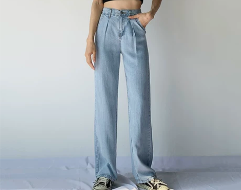 天丝牛仔裤女夏季薄款2022年高腰宽松显瘦...