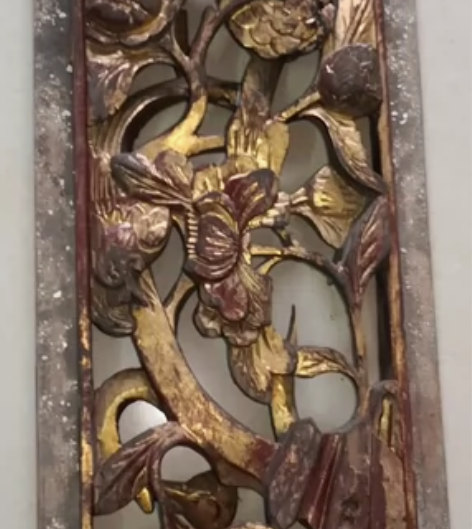 鎏金镂空花板，凤穿牡丹题材，多层工艺，有小...