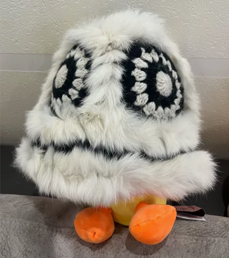 兔毛针织毛绒帽女秋冬季毛茸茸虎头醒狮渔夫帽...