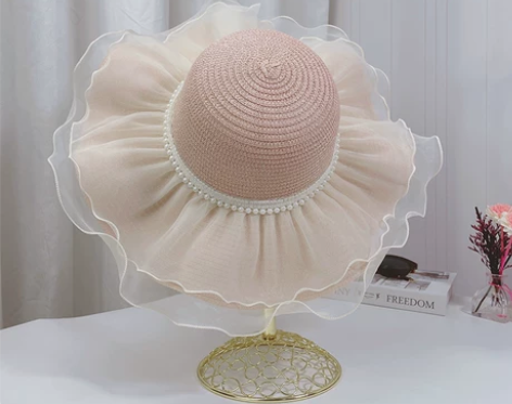 超仙网纱防晒帽女夏季草帽亲子儿童遮阳帽度假...