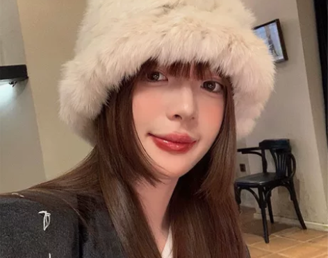 兔毛帽子女冬季韩版显脸小百搭毛绒针织毛线帽...