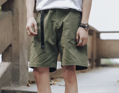 夏季工装风短裤男士纯色休闲裤韩版沙滩裤潮流...