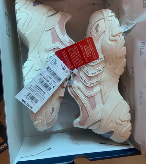 Fila斐乐Sofa减震低帮鱼刺老爹鞋粉白...