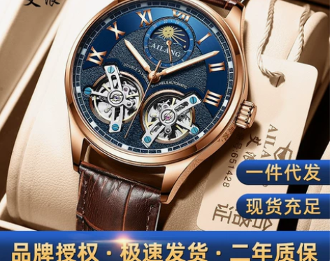 艾浪手表工厂直供双飞轮自动机械表 代发外贸...