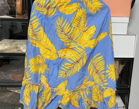 度假风 半身裙 显瘦 树叶印花 松紧腰 A...