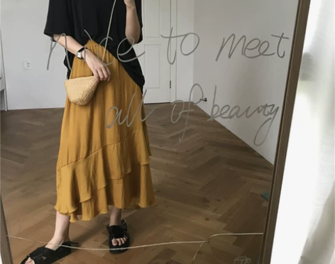 HEYGIRL黑哥 复古鱼尾高腰显瘦半身裙...