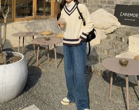 李潇洒微胖mm大码高腰水洗直筒牛仔裤女春秋...