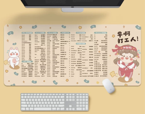 办公快捷键大全鼠标垫超大电脑笔记本女生学习...