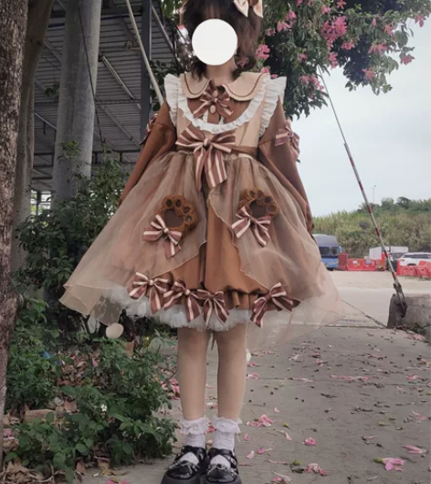 泡泡熊原创设计 小甜熊花苞裙Op L码 全...