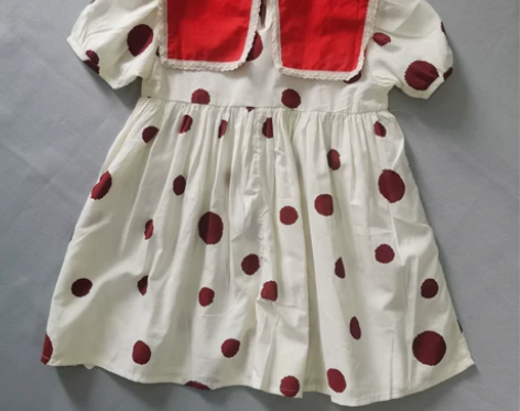 全新正品古田女儿童连衣裙韩版大波点披肩翻领...