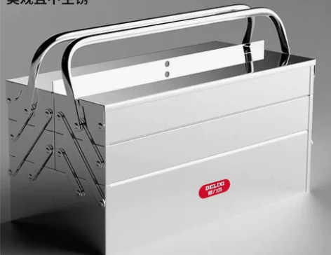 德力西不锈钢工具箱家用多功能五金三层折叠车...