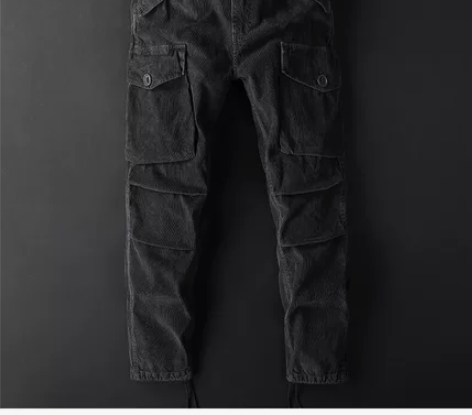 季言工装风灯绒芯裤子 裤长：长裤 款式：工...