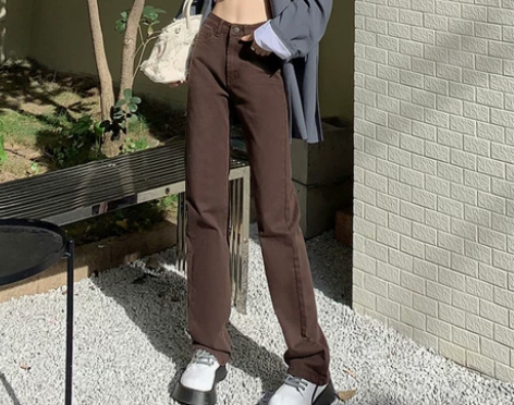 高腰直筒牛仔裤女2022春秋新款显瘦宽松阔...