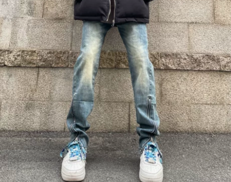 原商品链接：李栩嘉欧美高街水洗弹力牛仔裤美...