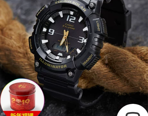 卡西欧手表男女情侣学生防水夜光双显太阳…买...