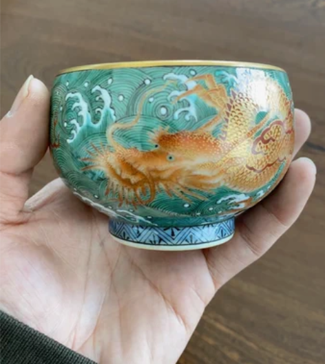 景德镇昱江南曹毅制古彩海水龙纹单杯主人杯茶...