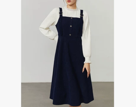 【双12价】独束大码女装温柔甜美灯芯绒背带...