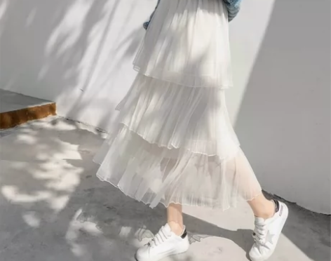 两条网纱蛋糕裙波点裙半身裙春秋女中长款高腰...