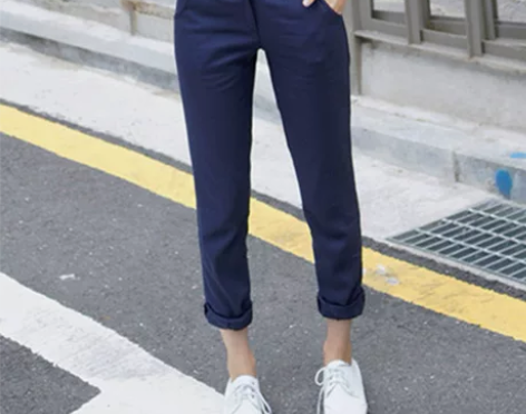 工装裤春秋韩版新款女裤子显瘦九分裤修身职业...