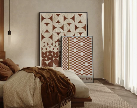 装饰画 装饰画挂画棋盘格侘寂风意式极简高级...