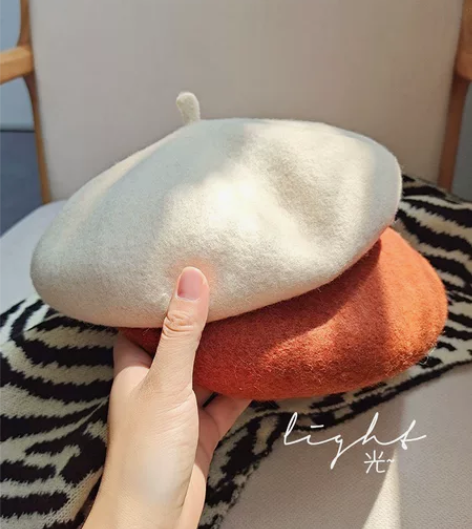 全新贝雷帽处理毛呢百搭蓓蕾毛帽子处理 感兴...
