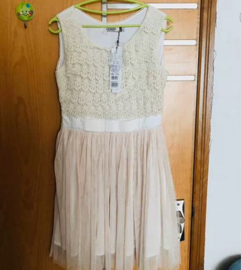 ccdd连衣裙蕾丝网纱米色全新 全新吊牌在...