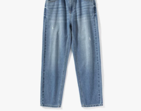 森马锥形牛仔裤女2020夏季新款高腰破洞显...