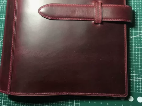 酒红色头层牛皮植鞣革笔记本活页本牛皮本子，...