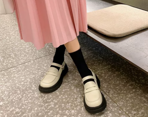 全新真皮两穿乐福鞋女2022年新款百搭英伦...