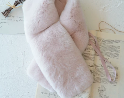 9色獭兔毛围巾女冬 加厚双面围脖脖套披肩披...