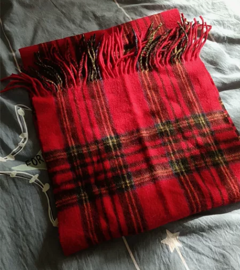 苏格兰风，苏格兰风格红格子羊绒围巾一条13...