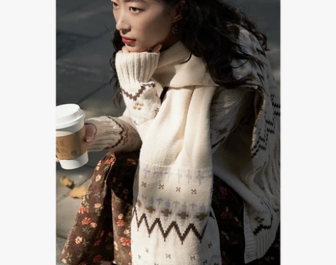 《2021费尔岛围巾》美丽诺羊毛费尔岛复古...