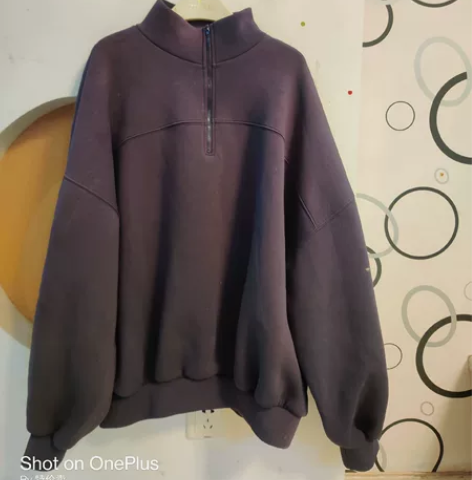 潮牌半高领卫衣男秋季韩版 潮流纯色拉链设计...