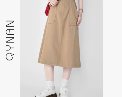 秋以南新款复古半身裙女夏季不规则高腰显瘦伞...