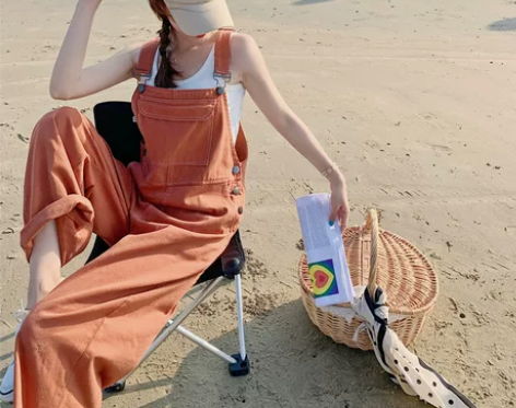 工装背带裤女九分裤2022春夏新款韩版宽松...