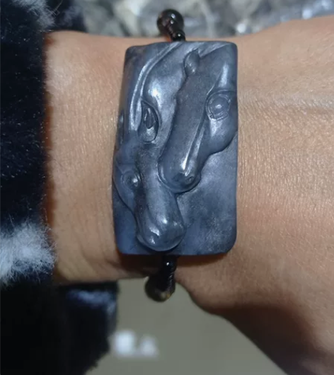 和田墨玉手串特色收藏 和田玉 玉雕马 感兴...