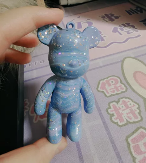 晚霞蓝粉流体小熊，布灵布灵，配色绝美，像晚...