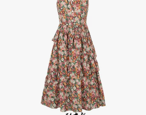 全新 碎花连衣裙长款吊带裙春夏雪纺  有吊...