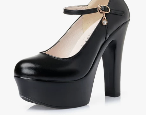 真皮超高跟鞋13cm圆头防水台厚底单鞋旗袍...