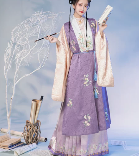 ?柒邑原创汉服女【西楼月】明制立领长袄比甲...